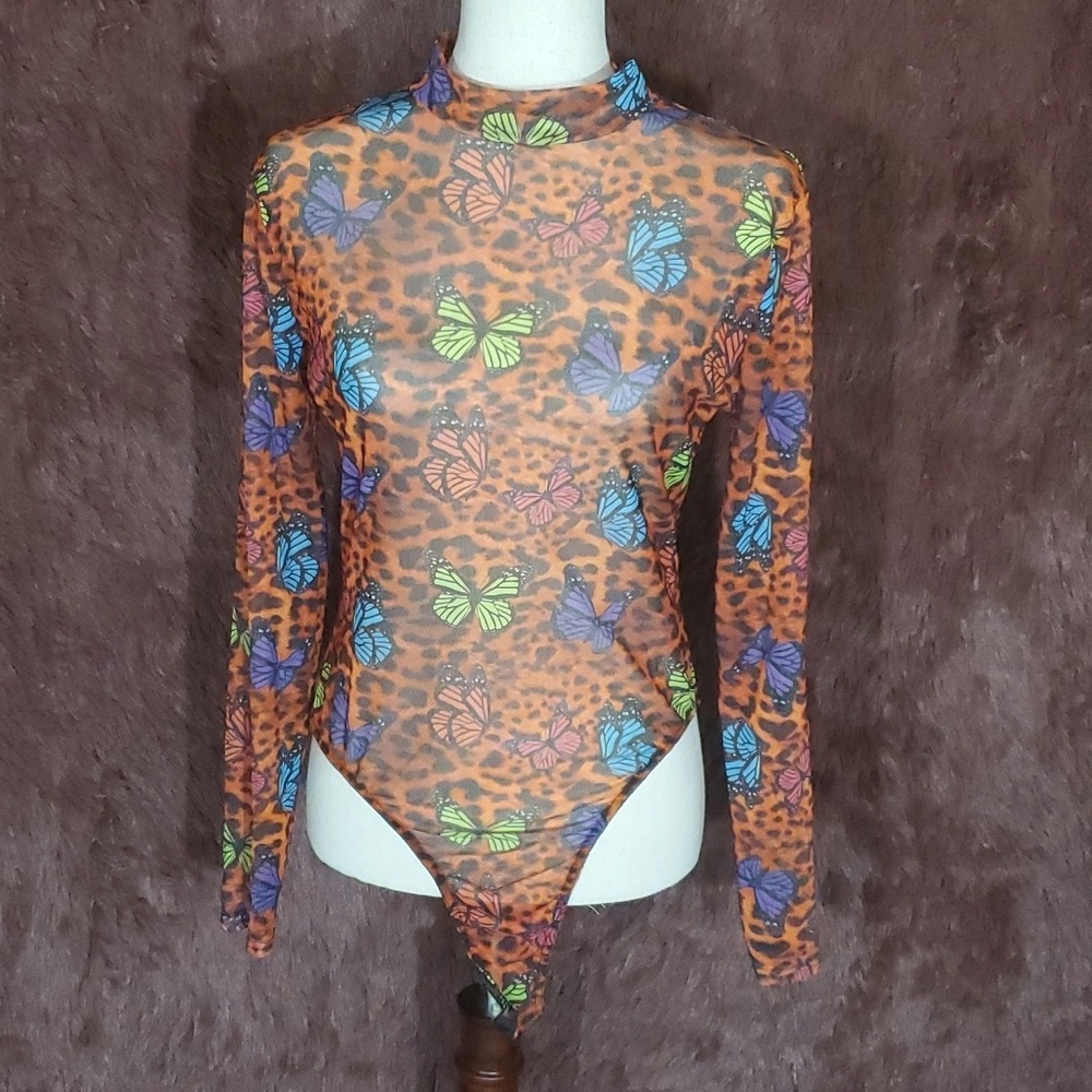 Boohoo Butterfly Sheer Bodysuit